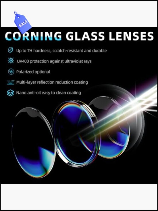 Square Unisex Sunglasses Corning Glass UV400 Polarized Nylon Spring Hinge